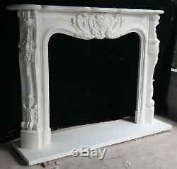 Hand Carved French style White Louis marble fireplace mantel Limaxin