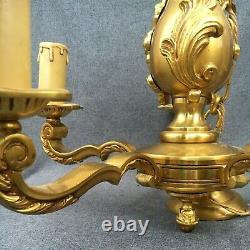 Heavy antique french chandelier early 1900's gilded bronze Louis XV style 10lb