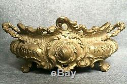 Heavy antique french flower pot planter brass early 1900's Louis XV style