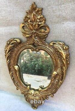 Heavy antique french gilded bronze mirror 19th century Louis XVI style 7lb
