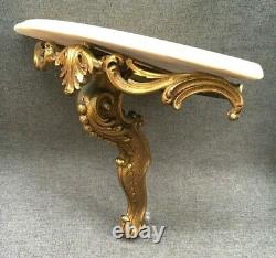 Heavy vintage french 1960's corner shelf marble and brass Louis XV style 8 lb