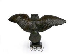 Hibou Owl Antique French Bronze Sculpture by Antoine-Louis Barye & Barbedienne