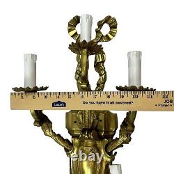 Huge Vintage French Louis XVI Style Brass Wall Sconce Ribbon 38 5 Light