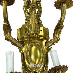 Huge Vintage French Louis XVI Style Brass Wall Sconce Ribbon 38 5 Light