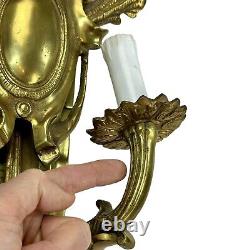 Huge Vintage French Louis XVI Style Brass Wall Sconce Ribbon 38 5 Light