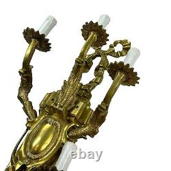 Huge Vintage French Louis XVI Style Brass Wall Sconce Ribbon 38 5 Light