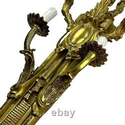 Huge Vintage French Louis XVI Style Brass Wall Sconce Ribbon 38 5 Light