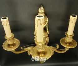 Imposing Pair Of Sconces, Ram Heads, Louis XVI Style Bronze French Antique