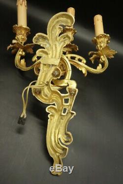 Impressive Pair Of Sconces, Louis XV Style, Era 19th Bronze French Antique