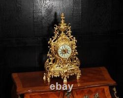 Japy Freres Louis XV Baroque Gilt Bronze Antique French Clock