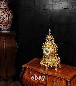 Japy Freres Louis XV Baroque Gilt Bronze Antique French Clock