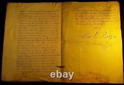 KING LOUIS XV Signed REDISCOVERED PATENT Ennoblement Coat of Arms Painted 1755
