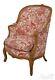 L59002ec French Louis Xv Toile Print Upholstered Chair W. Down Seat