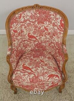 L59002EC French Louis XV Toile Print Upholstered Chair w. Down Seat