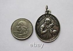 LARGE 5.6g Dated 1893 ANTIQUE FRENCH STERLING SILVER SAINT LOUIS RELIGIOUS MEDAL