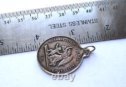 LARGE 5.6g Dated 1893 ANTIQUE FRENCH STERLING SILVER SAINT LOUIS RELIGIOUS MEDAL