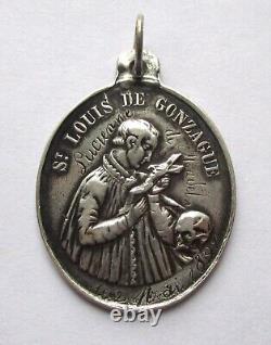 LARGE 5.6g Dated 1893 ANTIQUE FRENCH STERLING SILVER SAINT LOUIS RELIGIOUS MEDAL