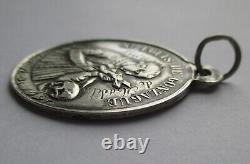 LARGE 5.6g Dated 1893 ANTIQUE FRENCH STERLING SILVER SAINT LOUIS RELIGIOUS MEDAL