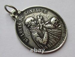 LARGE 5.6g Dated 1893 ANTIQUE FRENCH STERLING SILVER SAINT LOUIS RELIGIOUS MEDAL