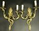 Large Pair Of Sconces, Louis Xv Style Bronze French Antique 45 Cm/17,73 In