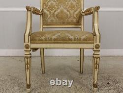 LF59625ECSet of 8 French Louis XVI Paint Decorated Dining Room Chairs