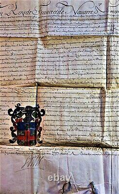LOUIS XIV SIGNED LETTERS OF NOBILITY In Favor Noizet de Bara Coat of Arms 1687
