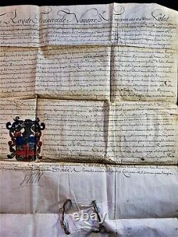 LOUIS XIV SIGNED LETTERS OF NOBILITY In Favor Noizet de Bara Coat of Arms 1687