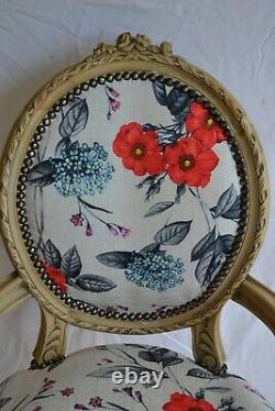 LOUIS XVI ARM CHAIR FRENCH STYLE CHAIR VINTAGE FURNITURE red flowers