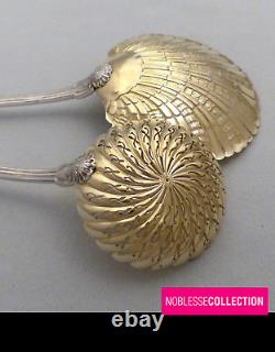 LUXURIOUS ANTIQUE 1900s FRENCH STERLING SILVER & VERMEIL STRAWBERRY SET 2 PIECES