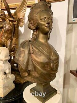 Large 19th Century Bronze Bust of Marie Antoinette After Felix Lecomte