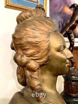Large 19th Century Bronze Bust of Marie Antoinette After Felix Lecomte