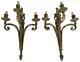 Large 20.5 Pair Antique French Louis Xvi Empire Brass Bronze 3-arm Wall Sconces