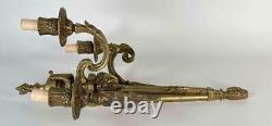 Large 20.5 Pair Antique French Louis XVI Empire Brass Bronze 3-Arm Wall Sconces