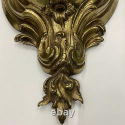 Large Antique French Louis XV Cast Bronze Cartel Wall Clock