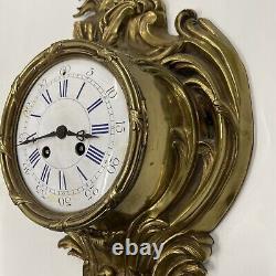 Large Antique French Louis XV Cast Bronze Cartel Wall Clock