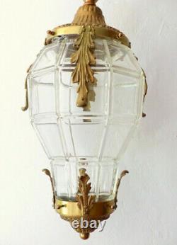 Large BACCARAT French Lantern Louis XVI st Bronze Late 19TH Chandelier Ceiling