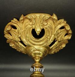 Large Ceiling Lamp Louis XVI Style Bronze & Glass French Antique