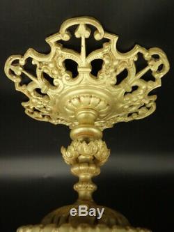 Large Ceiling Lamp, Louis XVI Style Early 1900 Bronze & Glass French Antique