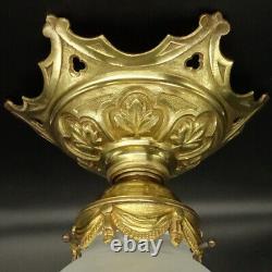 Large Chandelier Ribbons Decor Louis XVI Style Bronze & Glass French Antique