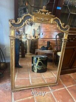 Large French Louis XVI Style Carved Giltwood Mirror