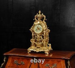 Large Gilt Bronze Antique French Baroque Clock by Louis Japy