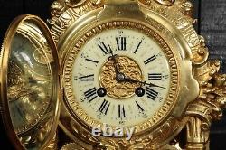Large Gilt Bronze Antique French Baroque Clock by Louis Japy