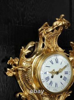 Large Ormolu Rococo Cartel Wall Clock Antique French Louis XV