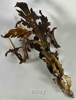 Large Pair Antique French Louis XV Rococo Sea Nymph Gilt Bronze Ormolu Sconces