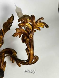 Large Pair Antique French Louis XV Rococo Sea Nymph Gilt Bronze Ormolu Sconces