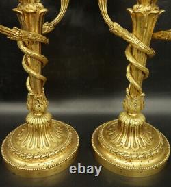 Large Pair Of Candleholders Louis XVI Style Era 19th Bronze French Antique