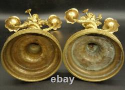 Large Pair Of Candleholders Louis XVI Style Era 19th Bronze French Antique