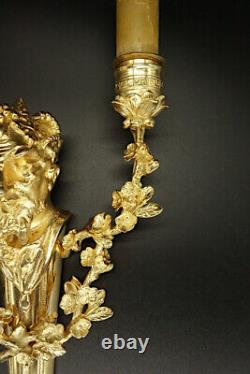 Large Pair Of Sconces Bacchus Louis XVI Style Era 19th Bronze French Antique