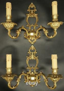 Large Pair Of Sconces Cage Louis XV / Baroque Style Bronze French Antique