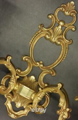 Large Pair Of Sconces Cage Louis XV / Baroque Style Bronze French Antique